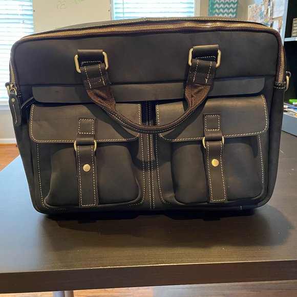 The Real Leather Company Bags Black Leather Briefcase Computer Bag Poshmark